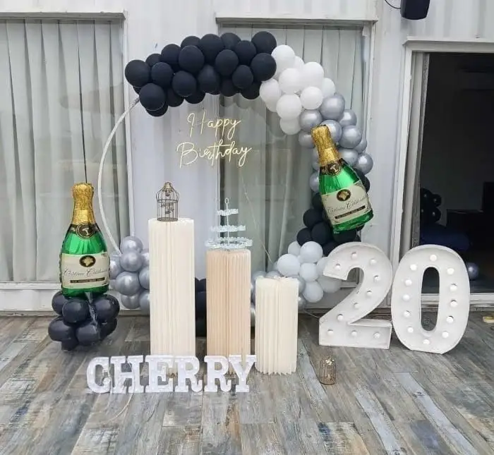 Adult Birthday Party Champagne Decor